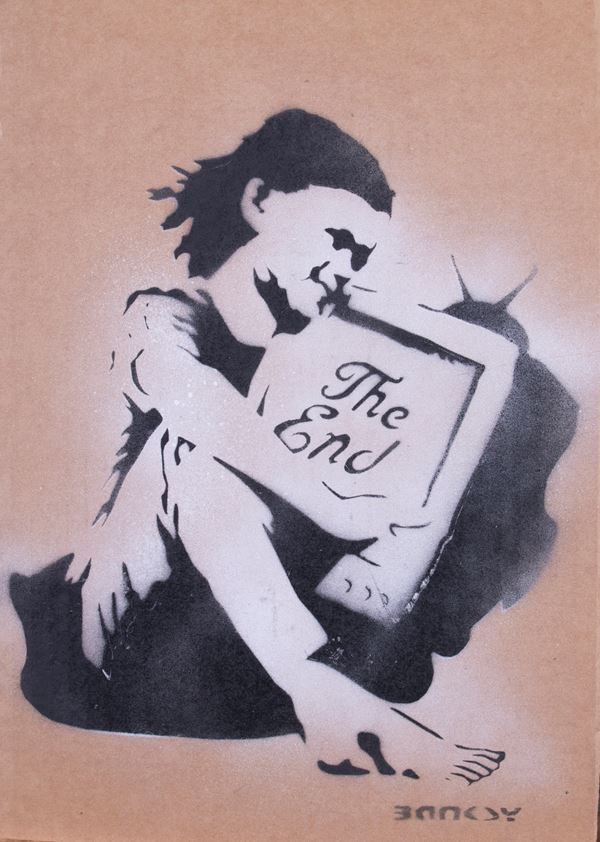 Banksy : The End  (2015)  - Stencil e spray su cartone - Asta Dipinti, Disegni, Sculture e Grafica - Casa d'aste Farsettiarte