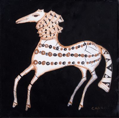 Due Piastrelle Raffiguranti «cavallo»