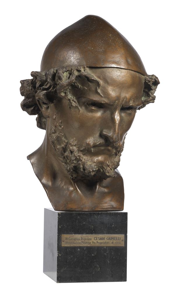 Giuseppe Grandi : Testa di filosofo  - Scultura in bronzo - Auction XIX and XX Century Paintings and Sculptures - Casa d'aste Farsettiarte