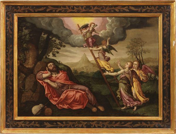 Pittore fiammingo del XVI secolo, ambito di Jacob de Backer - Il sogno di Giacobbe