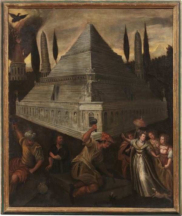 Pittore veneto-fiammingo del XVII secolo - Il Mausoleo di Alicarnasso
