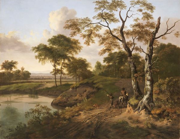 Heinrich Meichelt : Paesaggio con cavaliere  (1828)  - Olio su tela - Asta Dipinti e Sculture del XIX e XX secolo - Casa d'aste Farsettiarte