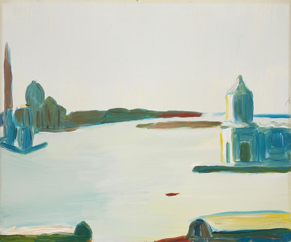 Virgilio Guidi : Bacino di S. Marco  (1972)  - Olio su tela - Asta Dipinti, Disegni, Sculture e Grafica - Casa d'aste Farsettiarte