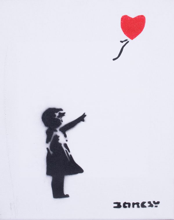 Banksy : Girl with Balloon  (2015)  - Spray su tela - Asta Dipinti, Disegni, Sculture e Grafica - Casa d'aste Farsettiarte