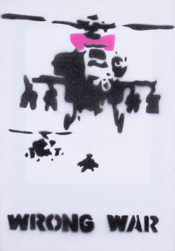 Banksy : Wrong War  (2015)  - Spray su tela - Auction Paintings, Drawings, Sculptures and Multiples - Casa d'aste Farsettiarte