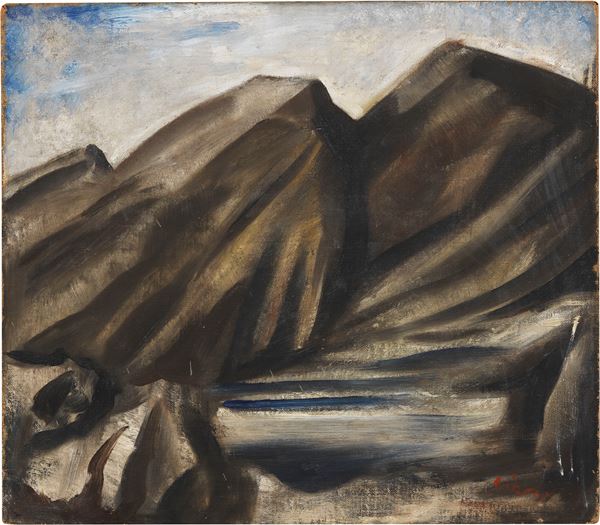 Mario Sironi : Montagne  (1932 ca.)  - Olio su tela - Auction Modern Art - Casa d'aste Farsettiarte