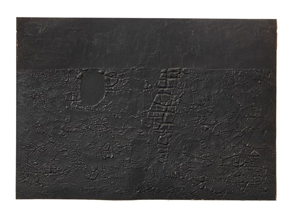Alberto Burri : Cretto Nero B  (1971)  - Acquaforte e acquatinta su carta applicata su faesite, es. 54/90 - Auction Contemporary Art - Casa d'aste Farsettiarte