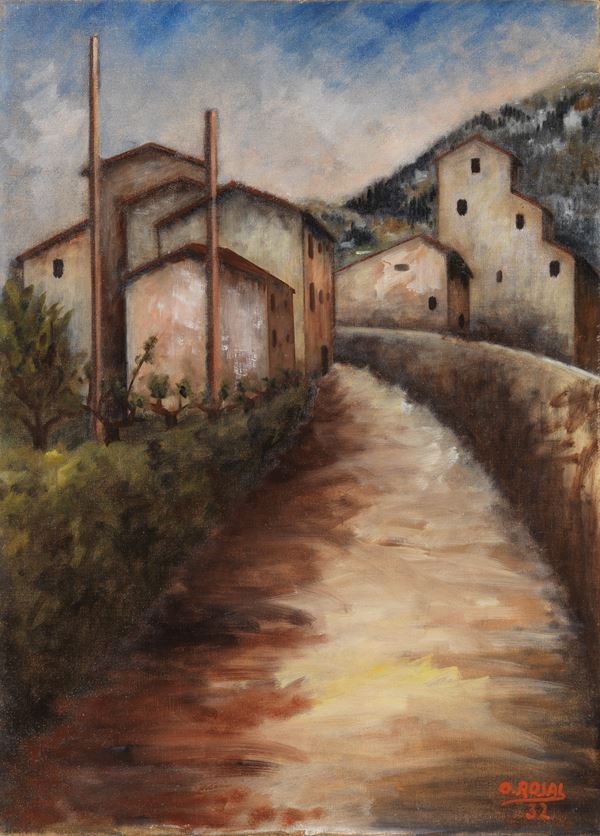 Ottone Rosai : Borgata  (1932)  - Olio su tela - Auction Modern Art - Casa d'aste Farsettiarte