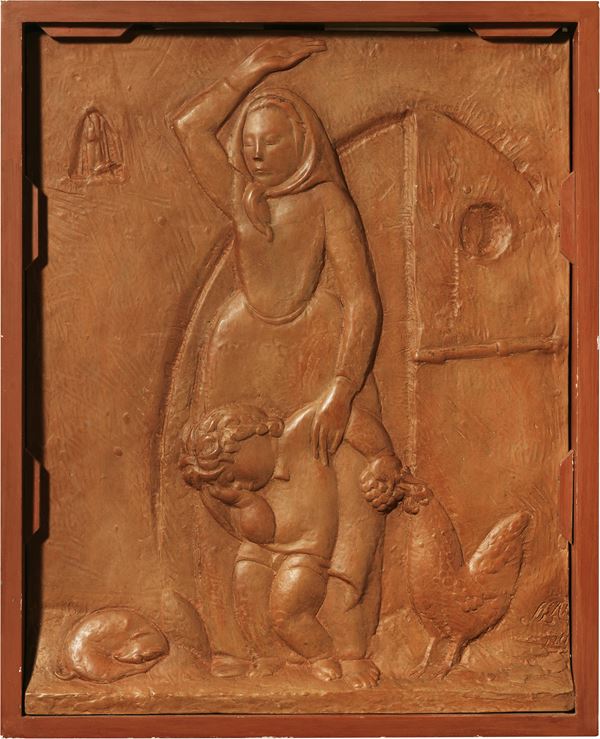 Libero Andreotti : La sculacciata  (1920)  - Bassorilievo in terracotta - Asta Arte Moderna - Casa d'aste Farsettiarte