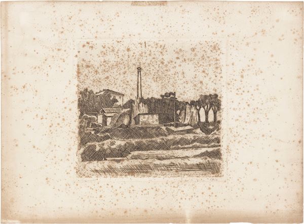 Giorgio Morandi - Paesaggio con la ciminiera (sobborghi di Bologna)