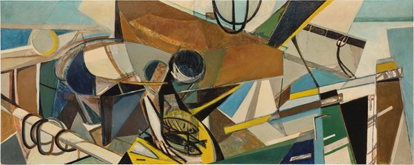 Armando Pizzinato : Pescatore  (1949-50)  - Olio su tavola - Auction Modern Art - Casa d'aste Farsettiarte