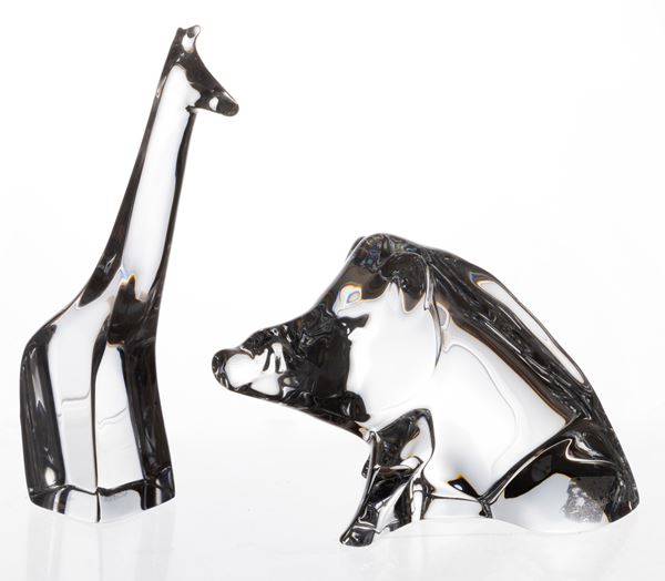 Baccarat due sculture stilizzate in cristallo incolore  - Asta PARADE IV - L'Arte della Tavola - Casa d'aste Farsettiarte