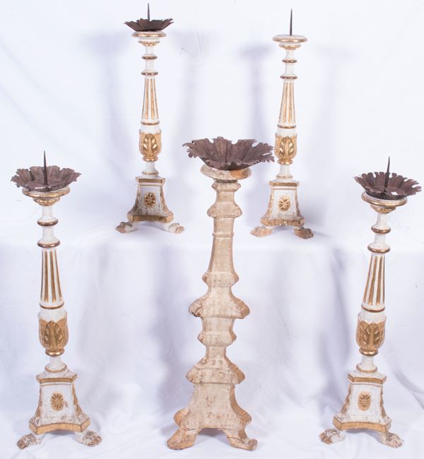 Cinque candelabri da altare