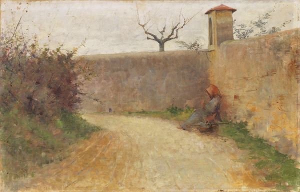 Ignoto del XIX secolo : Strada  - Olio su tela - Auction XIX and XX Century Paintings and Sculptures - Casa d'aste Farsettiarte