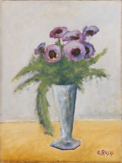Vaso con fiori, olio su tela (1956)