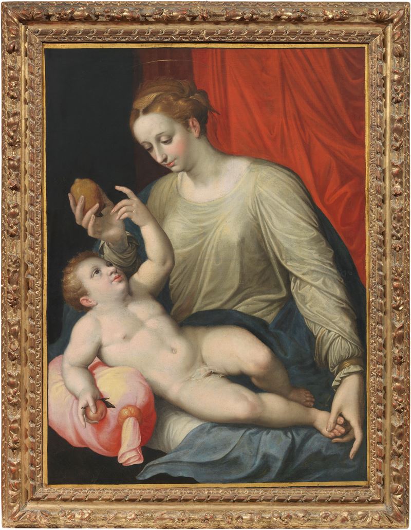 Lorenzo Sabatini Detto Lorenzino da Bologna (attr. A) - Madonna che Offre un Cedro al Bambino