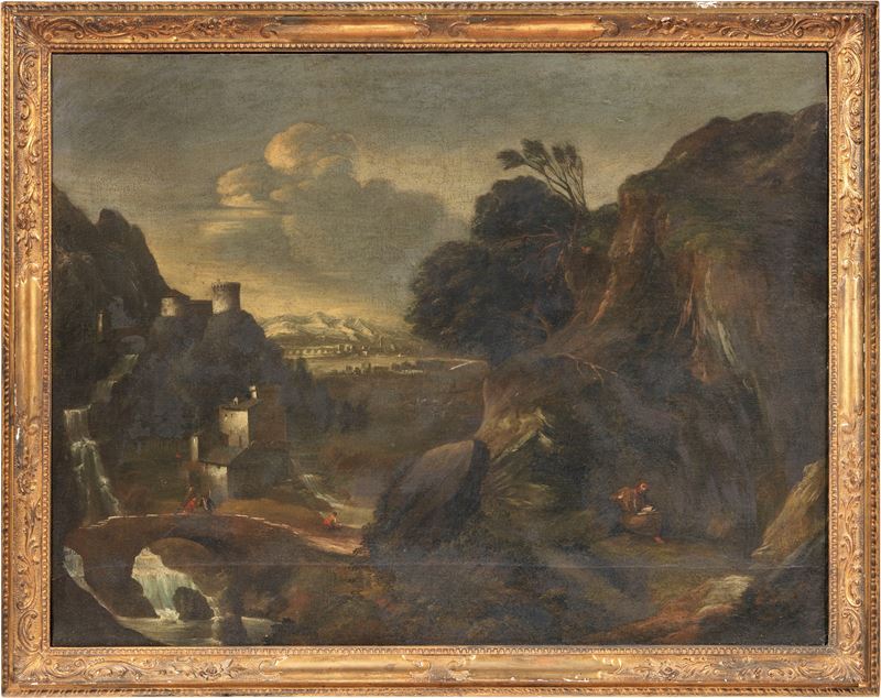 Scuola Emiliana Fine XVII Secolo - Paesaggio con Eremita