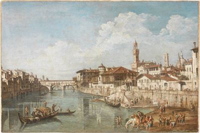 Veduta Dell'arno dal Ponte alle Grazie Verso il Ponte Vecchio