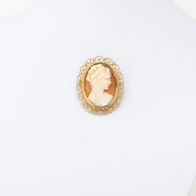 Spilla Ovale in Oro Giallo e Bianco