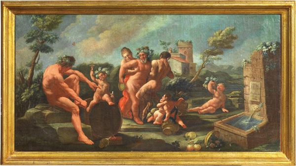 Nicol&#242; Brencola (attr. a) : Bacco ubriaco  (1782)  - Olio su tela - Asta Importanti Arredi, Sculture e Dipinti Antichi - Casa d'aste Farsettiarte