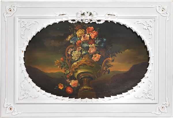 Scuola napoletana inizio XIX secolo - Tre dipinti raffiguranti «Natura morta con fiori»
