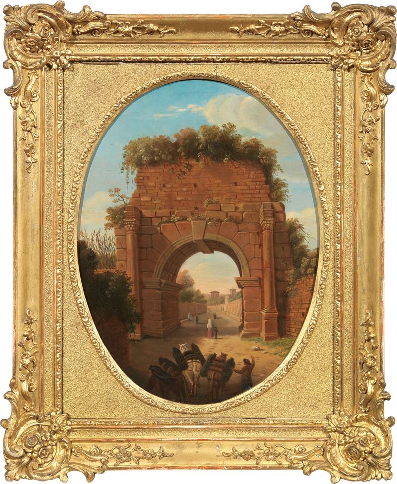Giacomo Van Lint - «veduta Dell'arco di Druso» e «veduta Dell'arco di Giano Quadrifronte»