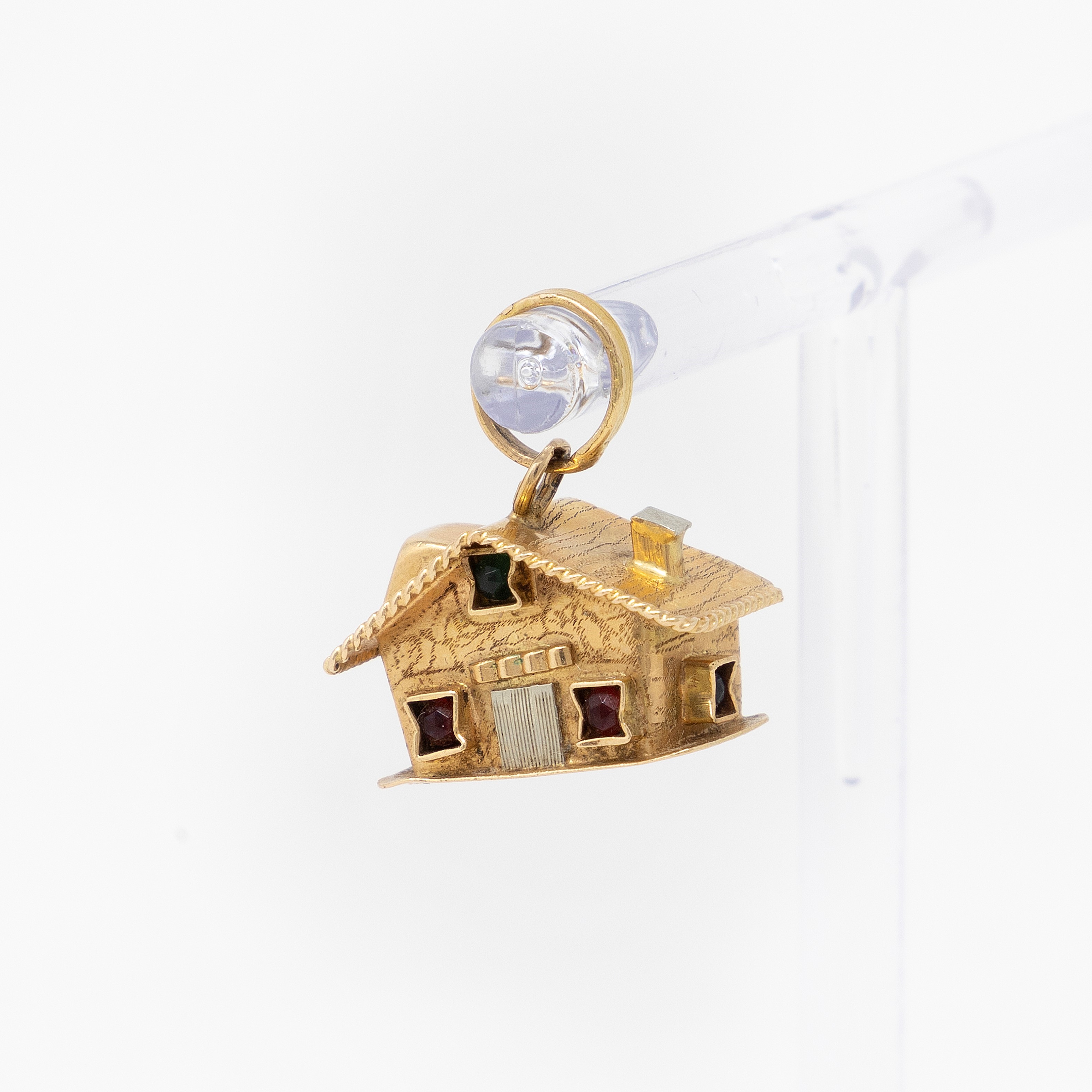 Tre Charms in Oro Giallo e Bianco con Pietre Colorate