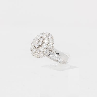 Anello a Corolla in Oro Bianco e Diamanti