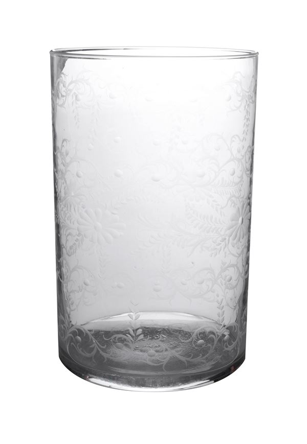Grande vaso cilindrico in vetro