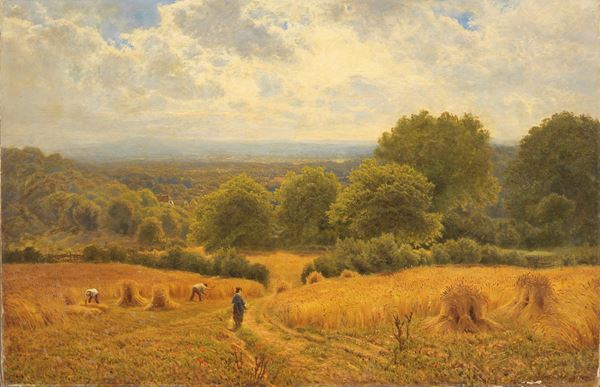 John Clayton Adams : La mietitura  (1877)  - Olio su tela - Auction XIX and XX Century Paintings and Sculptures - Casa d'aste Farsettiarte