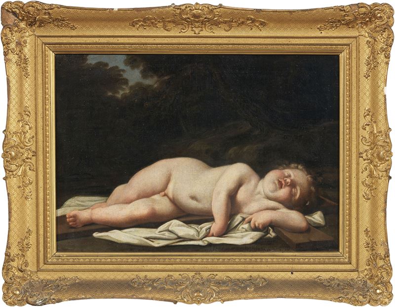 Scuola Emiliana Fine XVII - Inizio XVIII Secolo - Gesù Bambino che Dorme sulla Croce