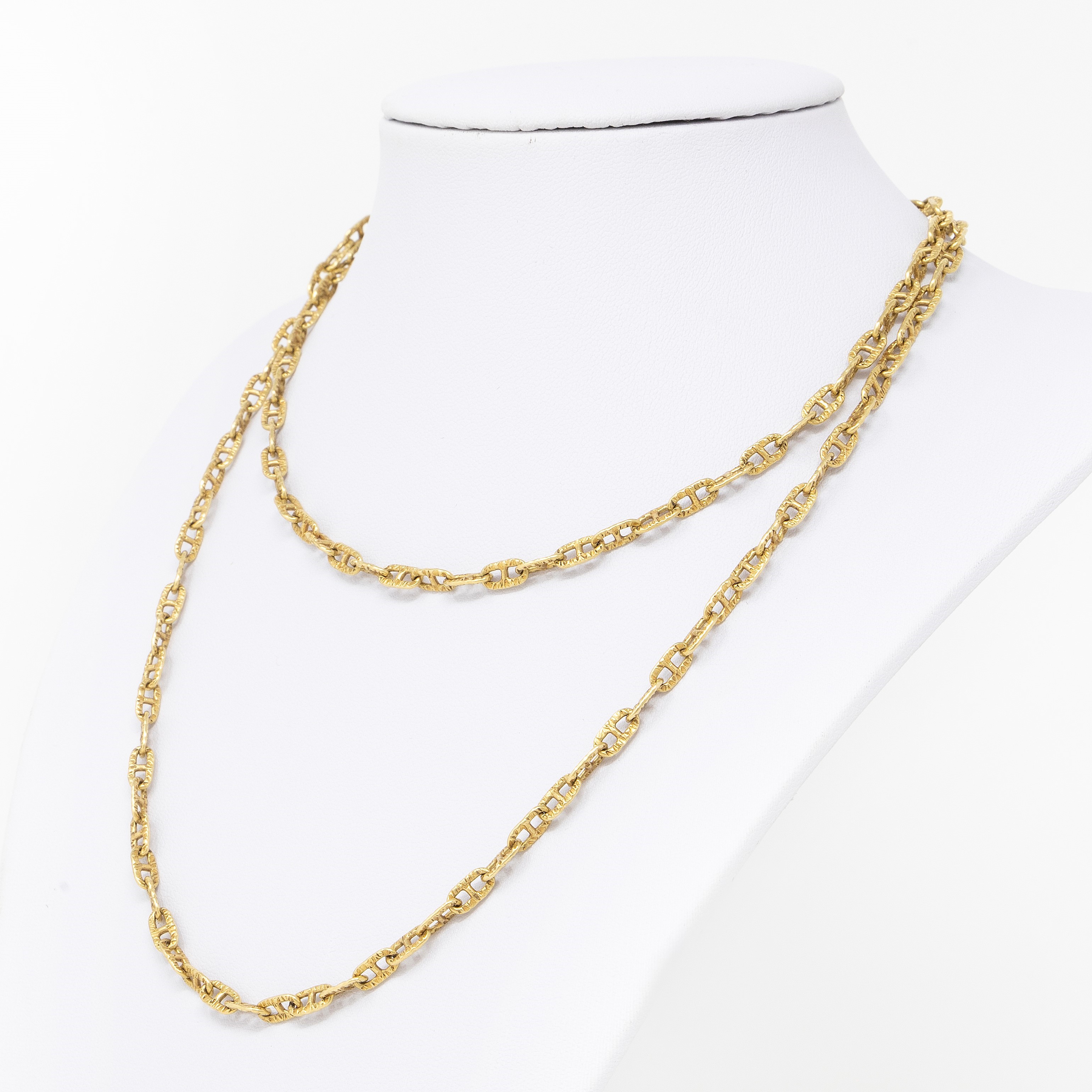 Collana in Oro Giallo a Maglia Marina Martellata