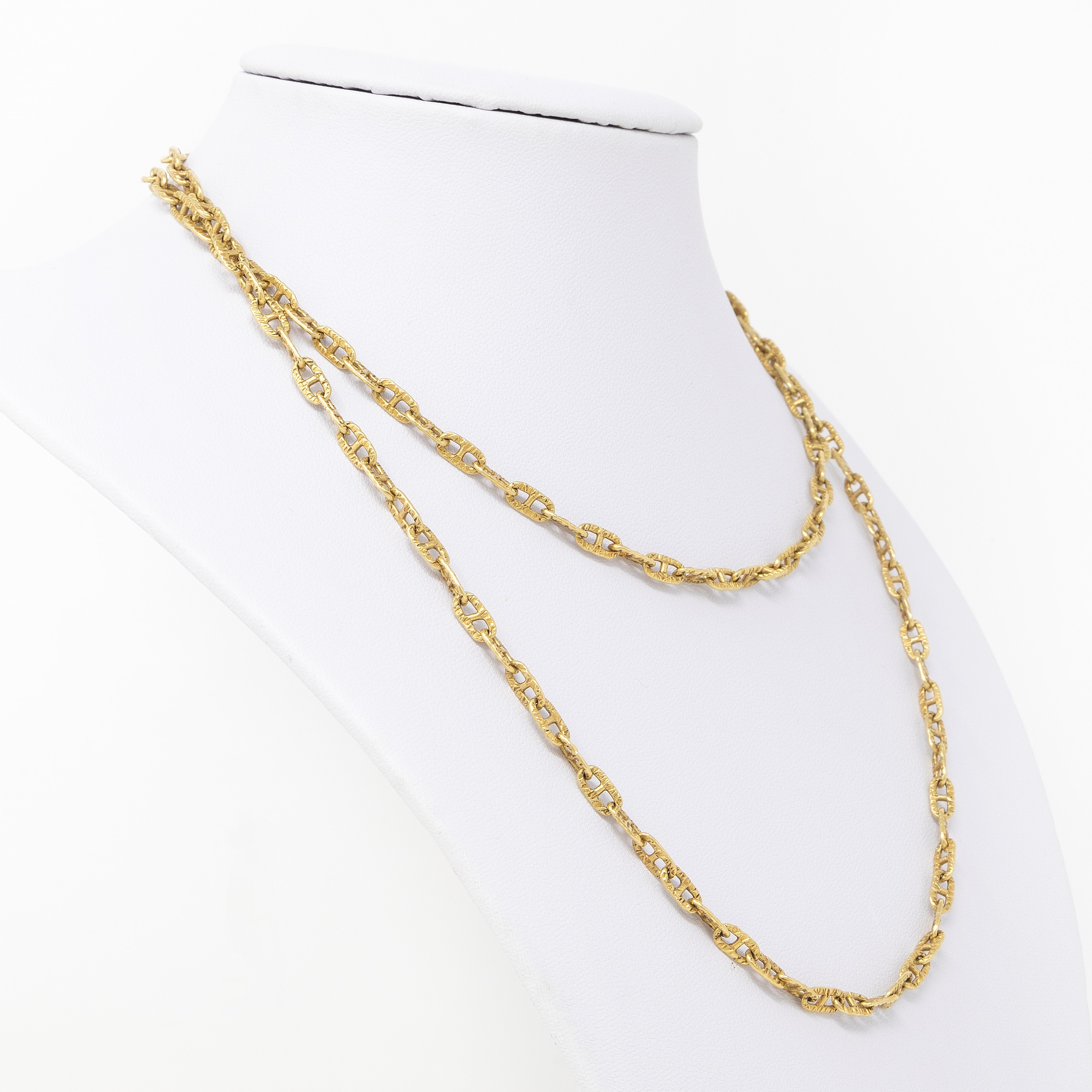 Collana in Oro Giallo a Maglia Marina Martellata