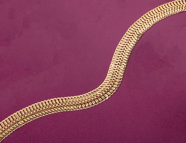 Collana girocollo a maglia intrecciata in oro giallo