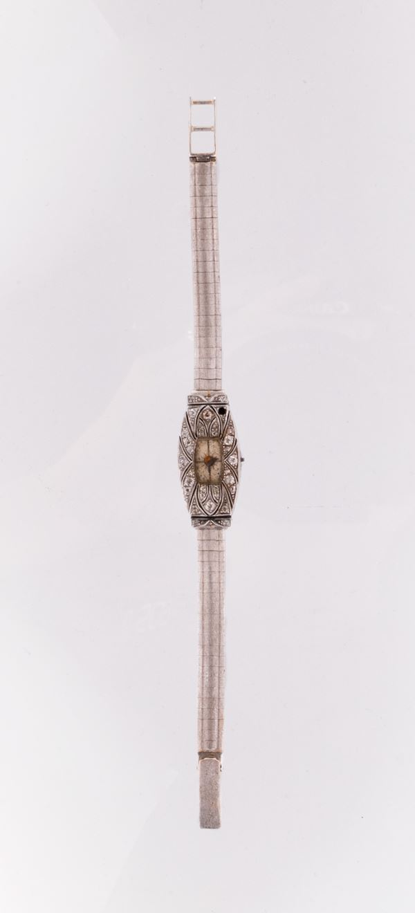 Orologio da polso in platino e piccoli diamanti  - Auction Jewels and Watches - Casa d'aste Farsettiarte