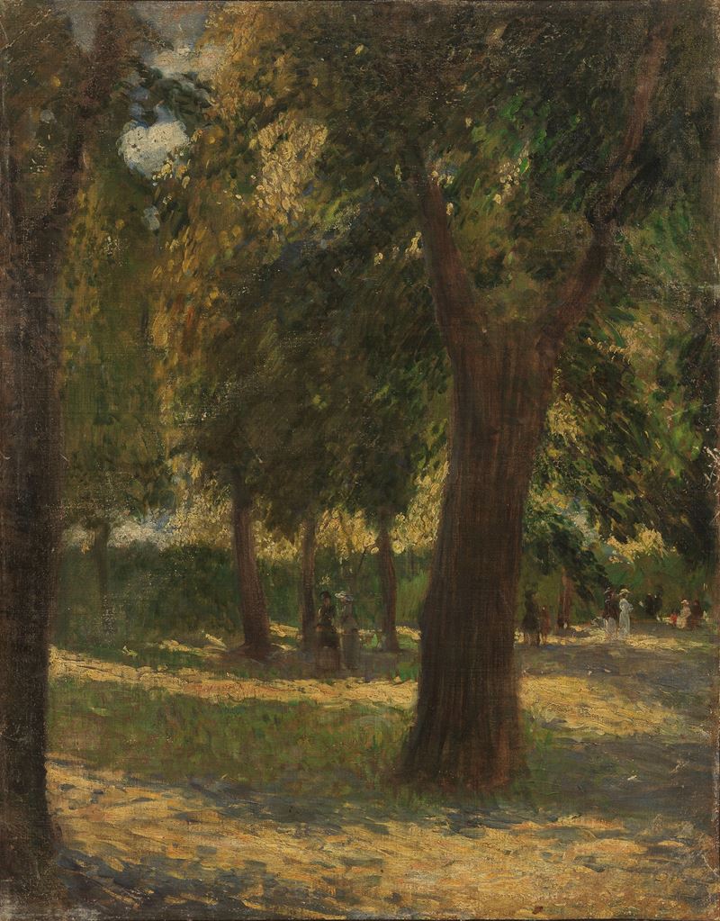 Armando Spadini - Alberi a Villa Borghese, olio su tela