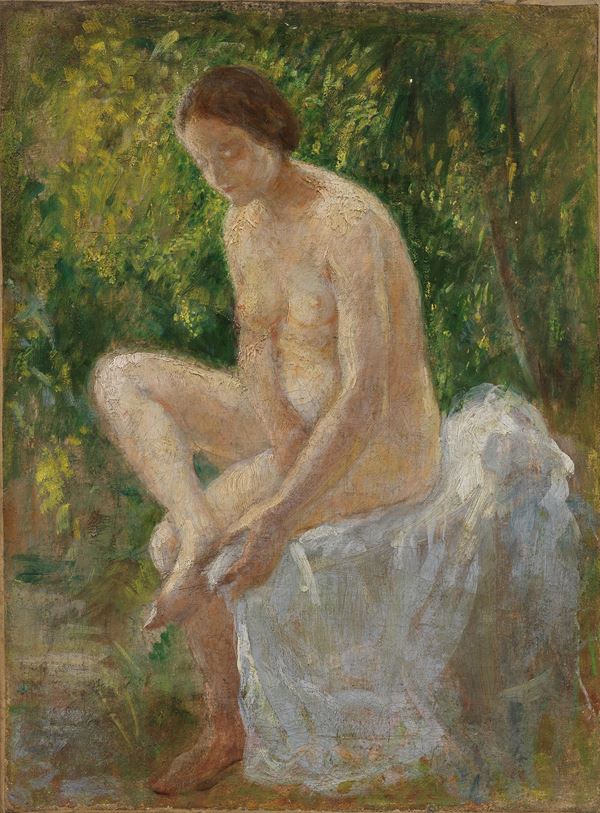 Ignoto del XX secolo : Bagnante  - Olio su tela - Auction XIX and XX Century Paintings and Sculptures - Casa d'aste Farsettiarte
