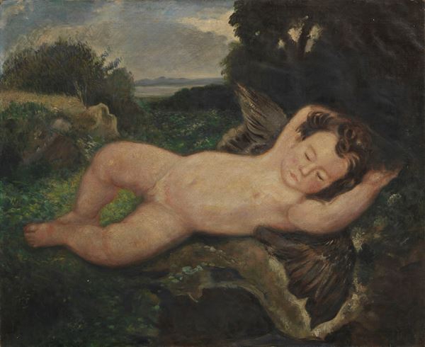 Armando Spadini : Amorino dormiente  - Olio su tela - Auction XIX and XX Century Paintings and Sculptures - Casa d'aste Farsettiarte