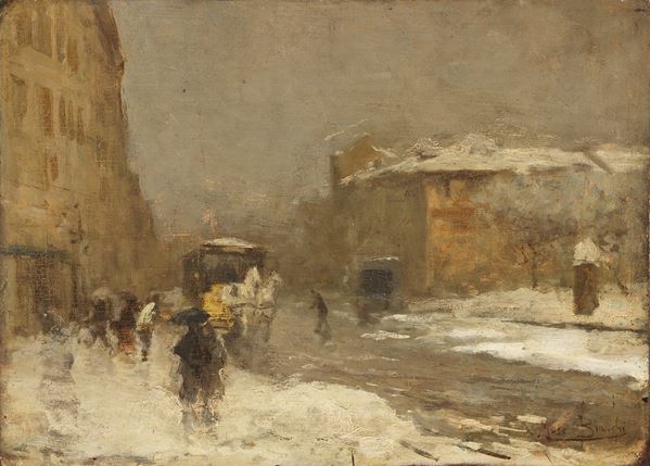 Mos&#232; Bianchi - Porta Ticinese sotto la neve