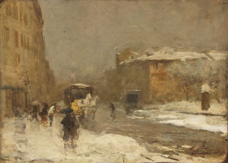 Mosè Bianchi - Porta Ticinese Sotto la Neve