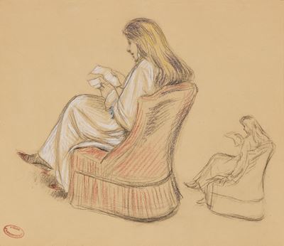 Jeune Femme Lisant Dans un Fauteuil