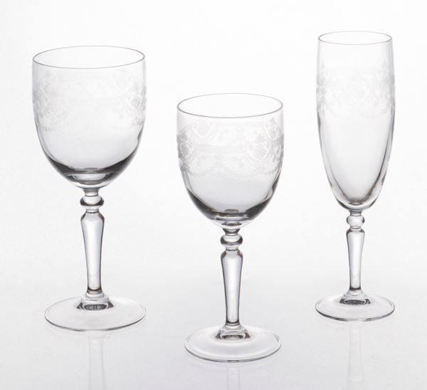 Servizio di bicchieri in cristallo serigrafato  - Asta L'Arte della Tavola - Casa d'aste Farsettiarte