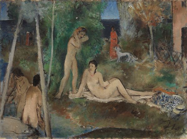 Ugo Capocchini : Bagnanti  - Olio su tela - Auction XIX and XX Century Paintings and Sculptures - Casa d'aste Farsettiarte