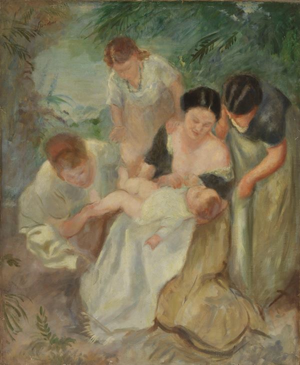 Armando Spadini : Studio per il «Mosè ritrovato»  (1920)  - Olio su tela - Auction XIX and XX Century Paintings and Sculptures - Casa d'aste Farsettiarte
