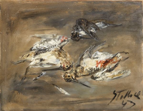 Guido Tallone : Beccaccine  (1943)  - Olio su compensato - Asta Dipinti e Sculture del XIX e XX secolo - Casa d'aste Farsettiarte