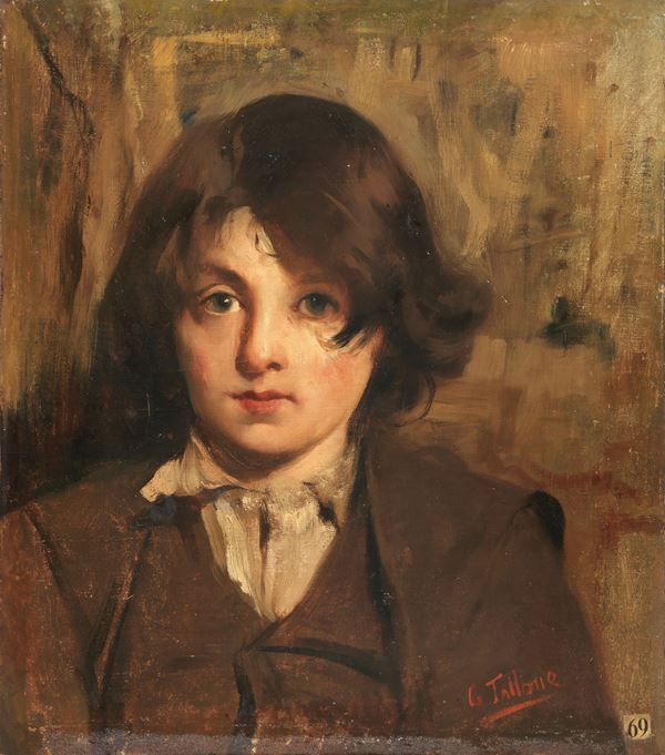Cesare Tallone : Ritratto del figlio Guido  - Olio su tela - Auction XIX and XX Century Paintings and Sculptures - Casa d'aste Farsettiarte