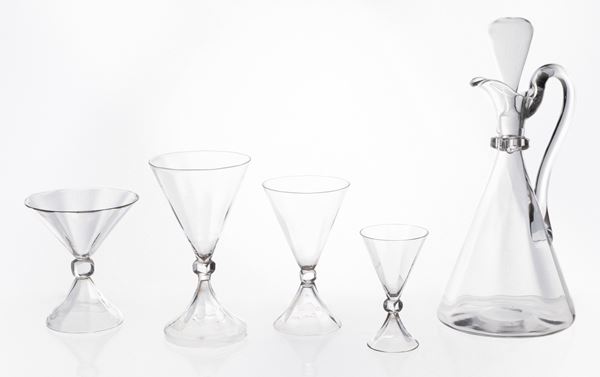Servizio di bicchieri in vetro soffiato trasparente