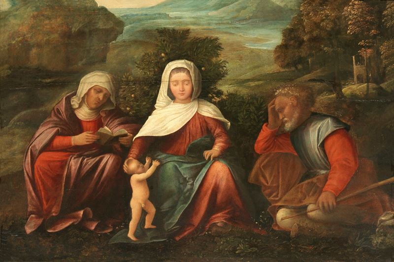 Giovanni Busi Detto Cariani - Riposo nella Fuga in Egitto con Sant'anna