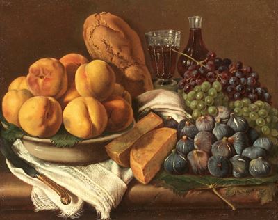 Natura Morta con Pane e Uva