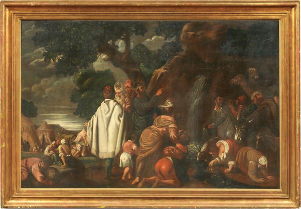 Scuola dei Bassano del XVII secolo - Mosè fa scaturire le acque
